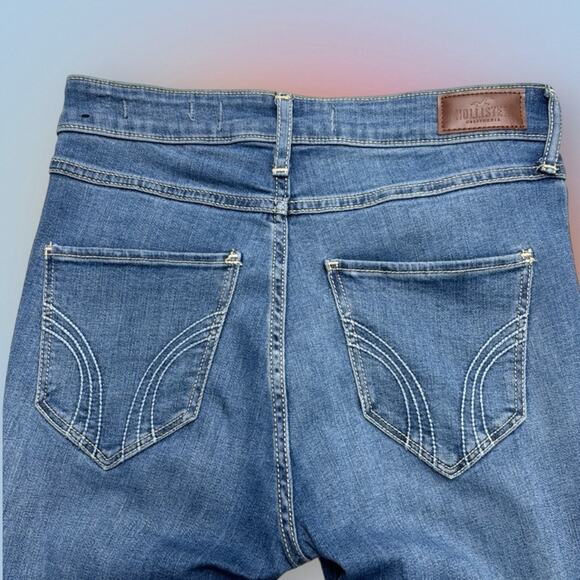 HOLLISTER Women’s 26 Long HIGH RISE SUPER SKINNY Distressed Blue Jeans - Picture 3 of 4